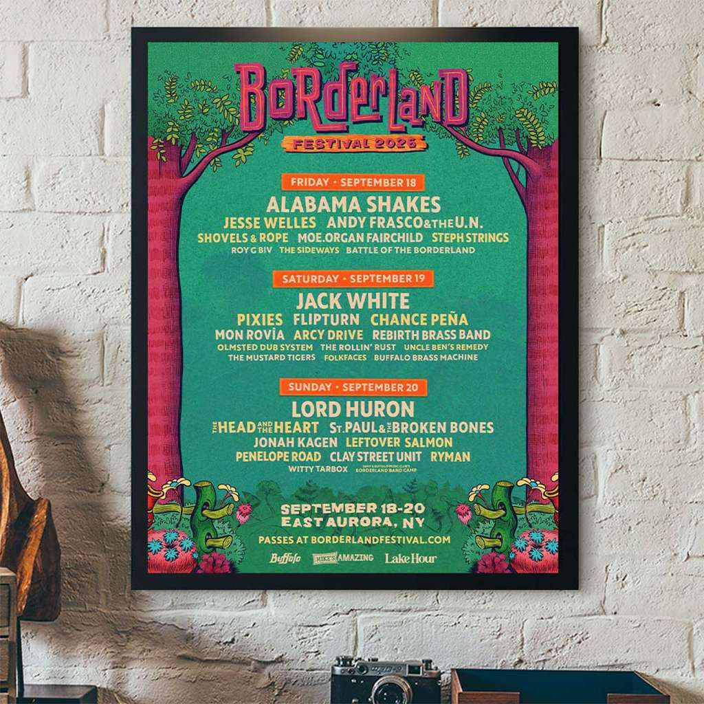 Borderland Festival Full Lineup In East Aurora New York On September 18-20 2026 Poster Home Decor