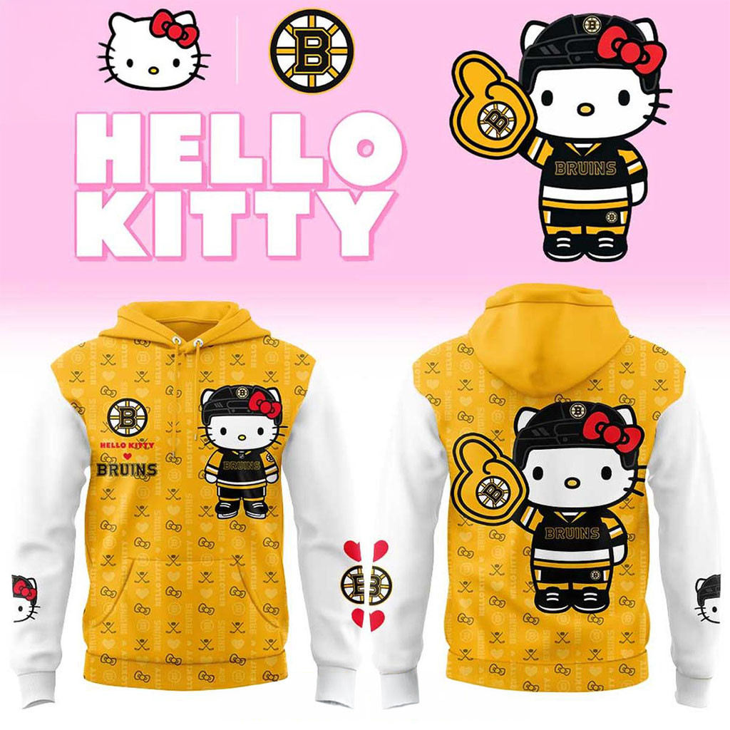 Boston Bruins X Hello Kitty 2026 Love Of Ice Night Hoodie Boston Bruins Merch Hockey Fan Gifts