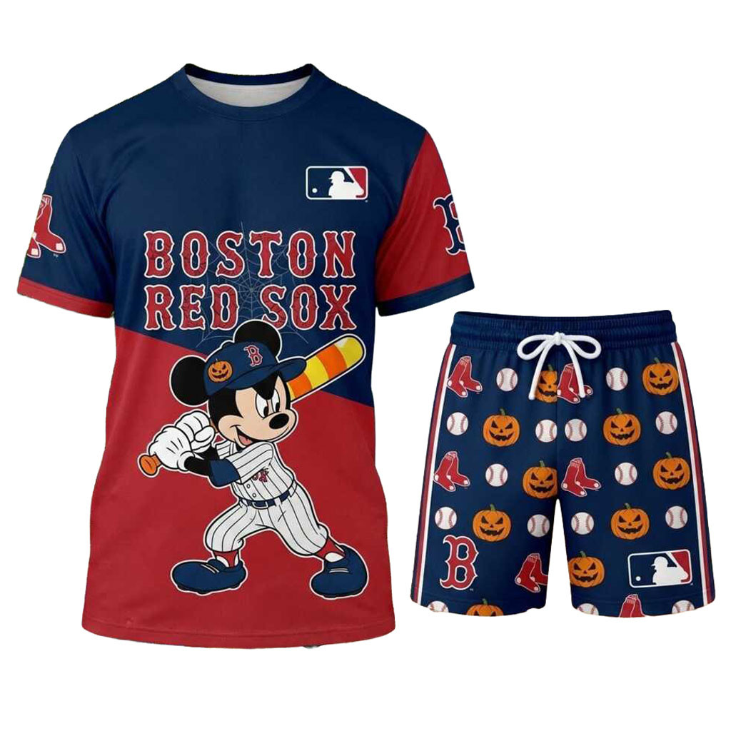 Boston Red Sox Mickey Mouse Halloween Pumpkin Shirt And Shorts Red Sox Merch Game Day Gifts