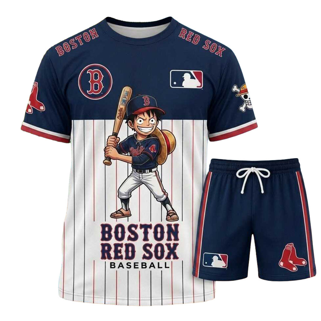 Boston Red Sox Monkey D Luffy Anime Shirt And Shorts Red Sox Merch Gift For One Piece Fans