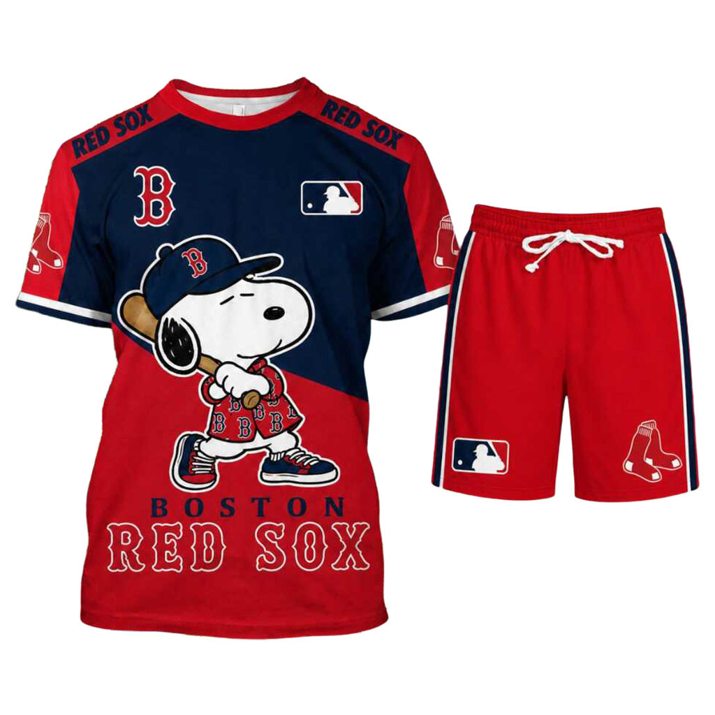 Boston Red Sox Snoopy Shirt And Shorts Red Sox Merch Birthday Gift For Baseball Lover