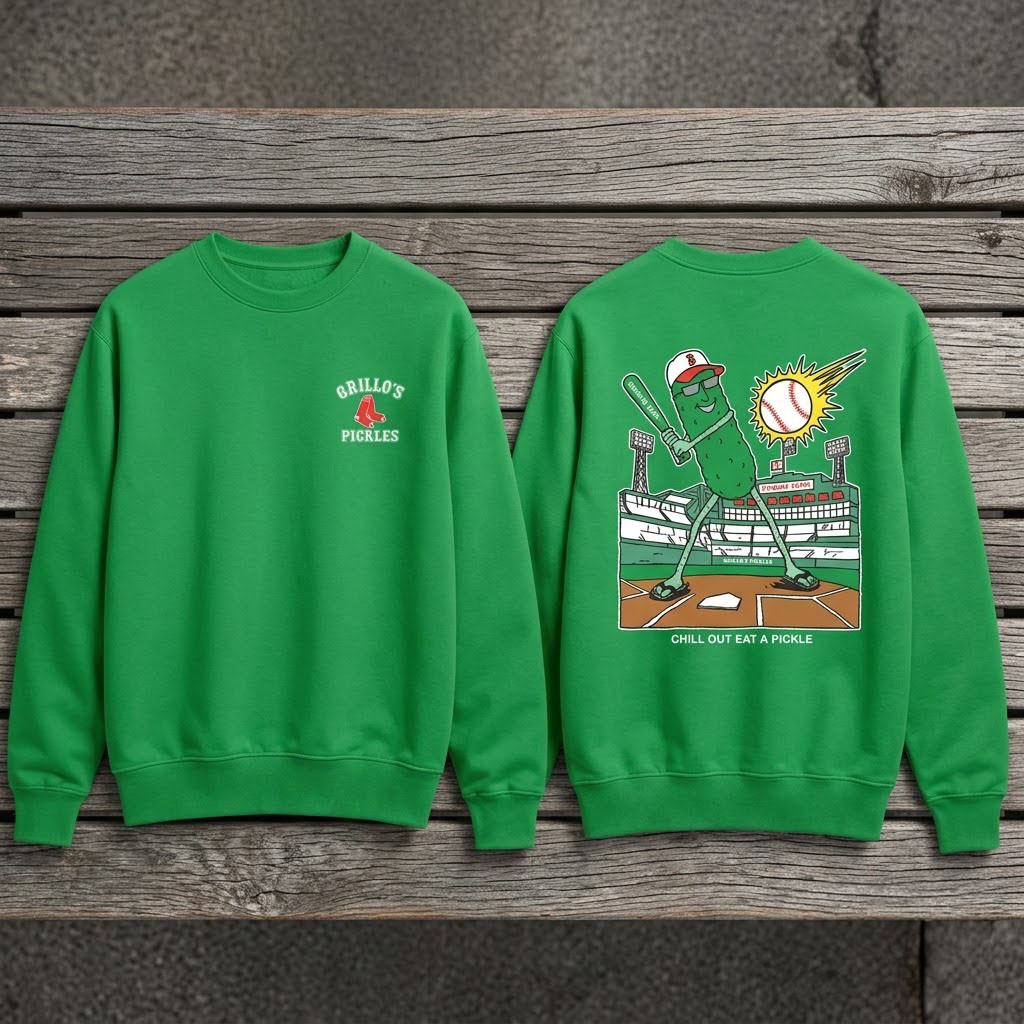 Boston Red Sox X Grillo's Pickles Crewneck Sweatshirt 2026 Fenway Park Red Sox Merch Fan Gifts