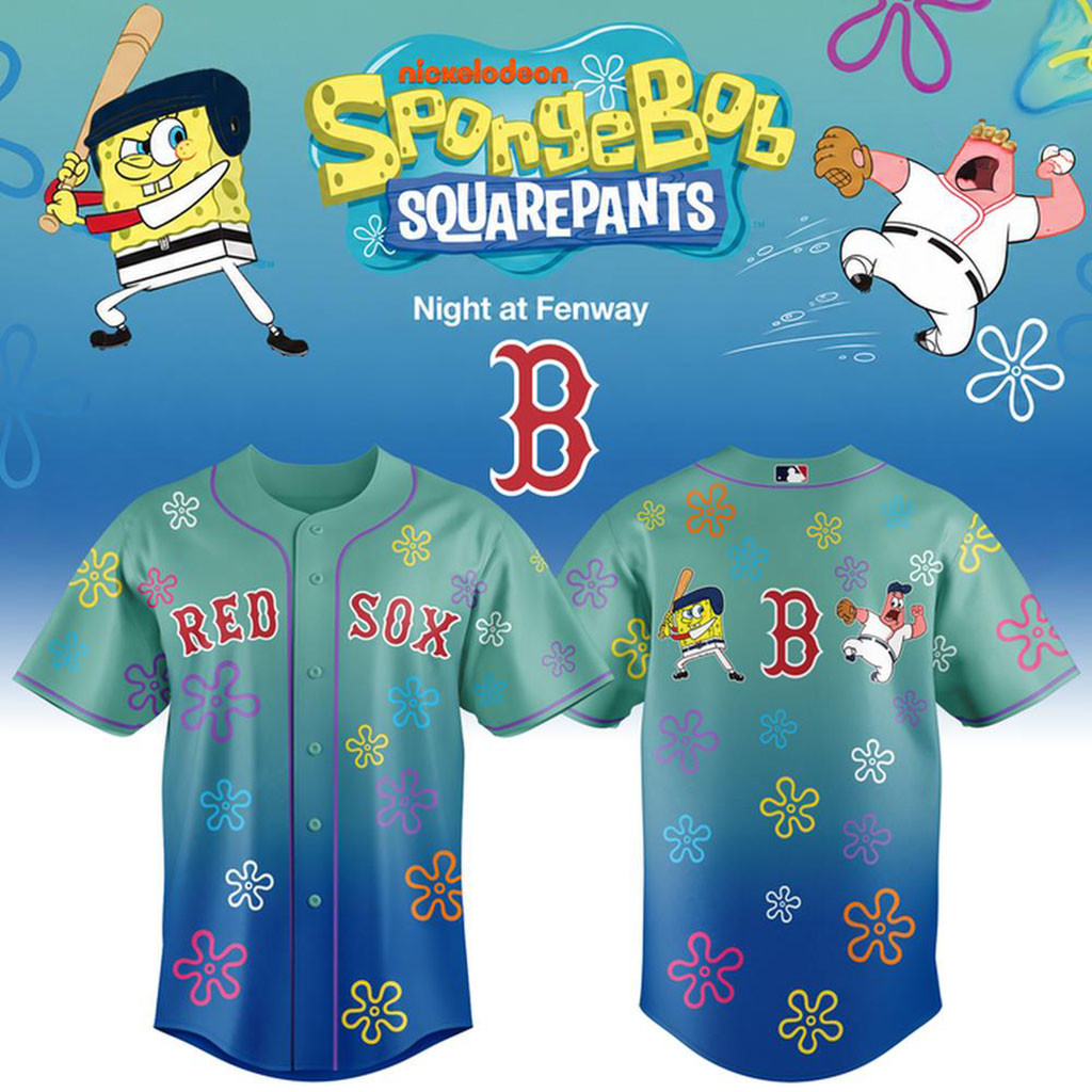 Boston Red Sox X SpongeBob SquarePants Night At Fenway Baseball Jersey Red Sox Merch Fan Gifts