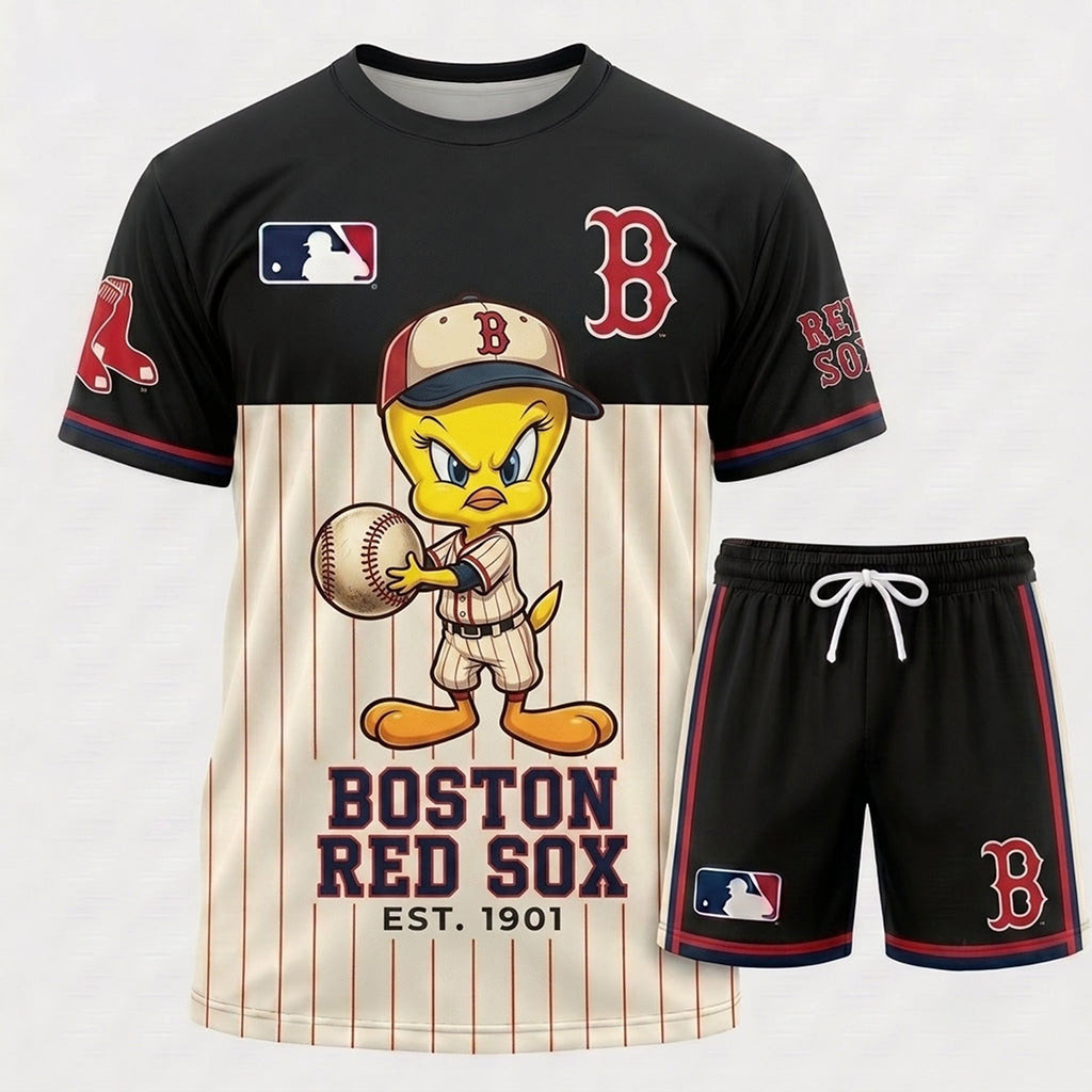 Boston Red Sox X Tweety Looney Tunes T-Shirt And Shorts Set Red Sox Merch Baseball Fan Gifts