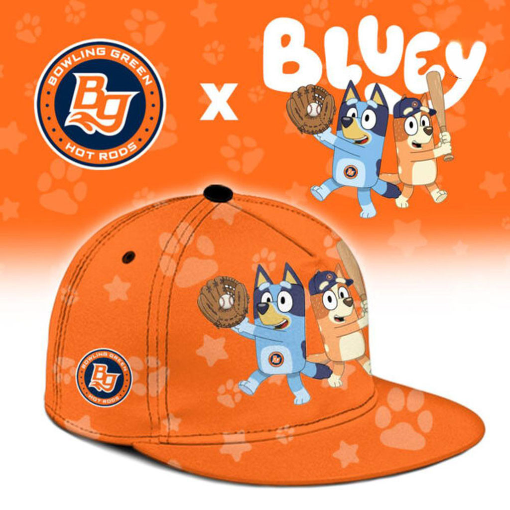 Bowling Green Hot Rods X Bluey Night Snapback Hat Hot Rods Merch Best Gift For Baseball Lover