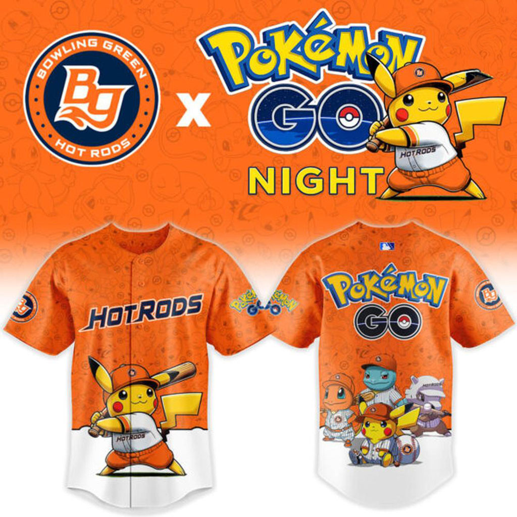 Bowling Green Hot Rods X Pokemon GO Night Baseball Jersey Hot Rods Merch Gift For Baseball Fans