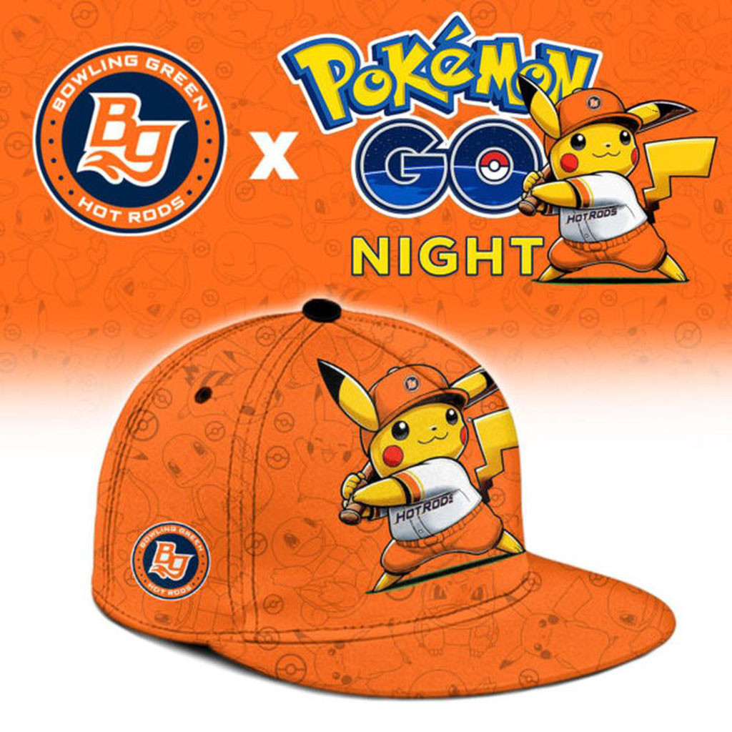 Bowling Green Hot Rods X Pokemon GO Night Snapback Hat Hot Rods Merch Gift For Baseball Lovers
