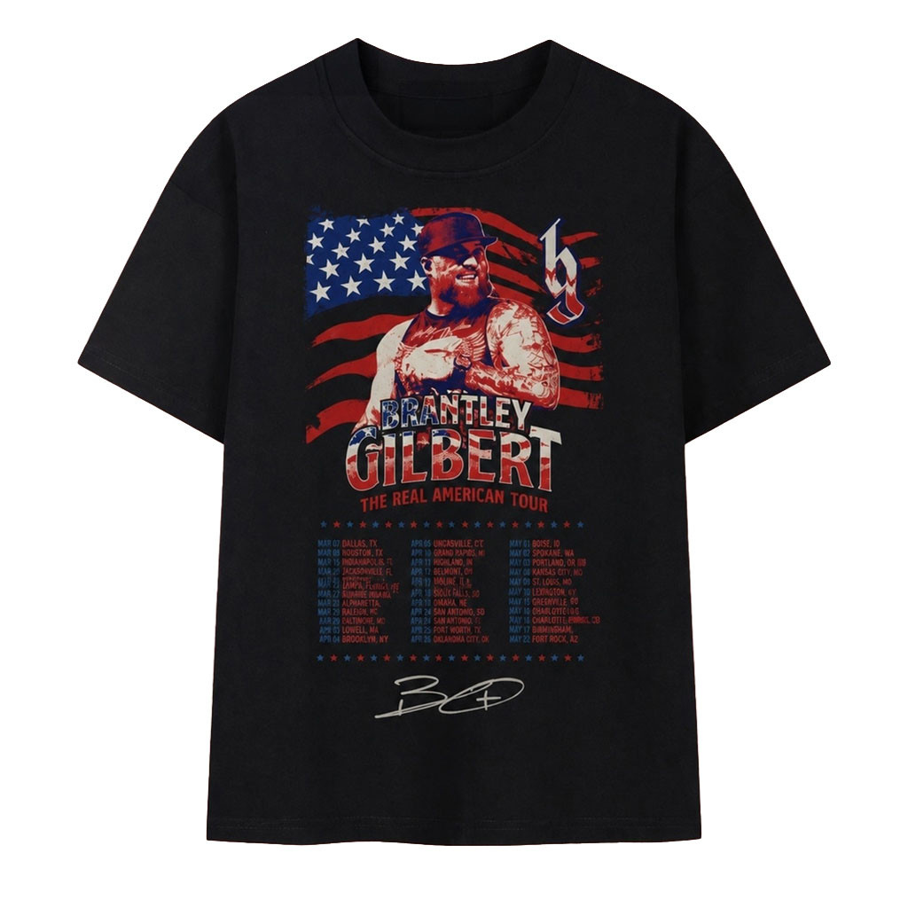 Brantley Gilbert The Real American Tour Country Music T-Shirt Brantley Gilbert Merch Fan Gifts Brantley Gilbert The Real American Tour Country Music T-Shirt Brantley Gilbert Merch Fan Gifts