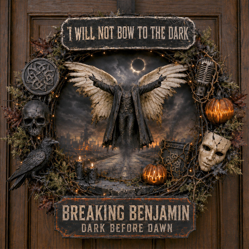 Breaking Benjamin Dark Before Dawn Door Sign I Will Not Bow To The Dark Wreath Halloween Decor