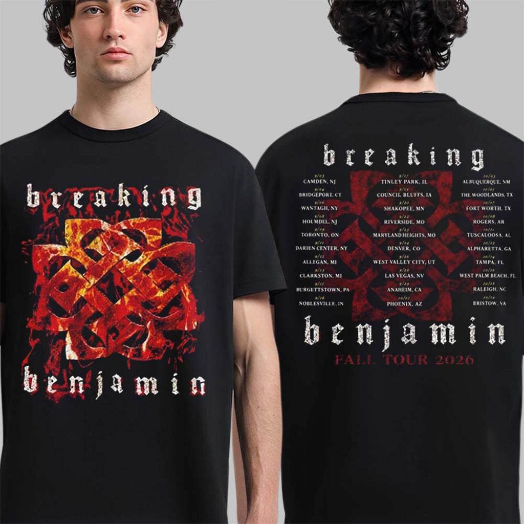 Breaking Benjamin Fall Tour 2026 North America Merch Flame Logo T-Shirt Gift For Rock Fans