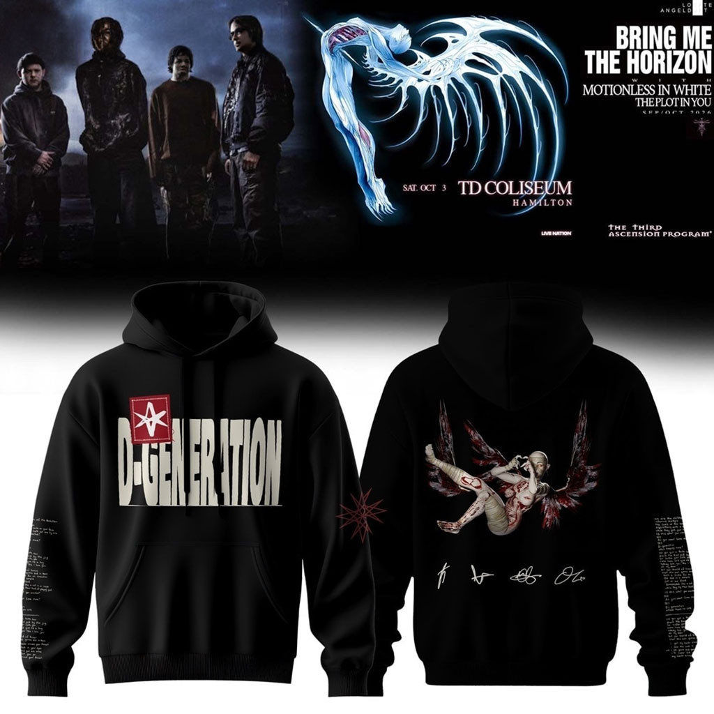 Bring Me The Horizon Music Signature 2026 Black Hoodie D-Generation Hoodie BMTH Merch Fan Gifts