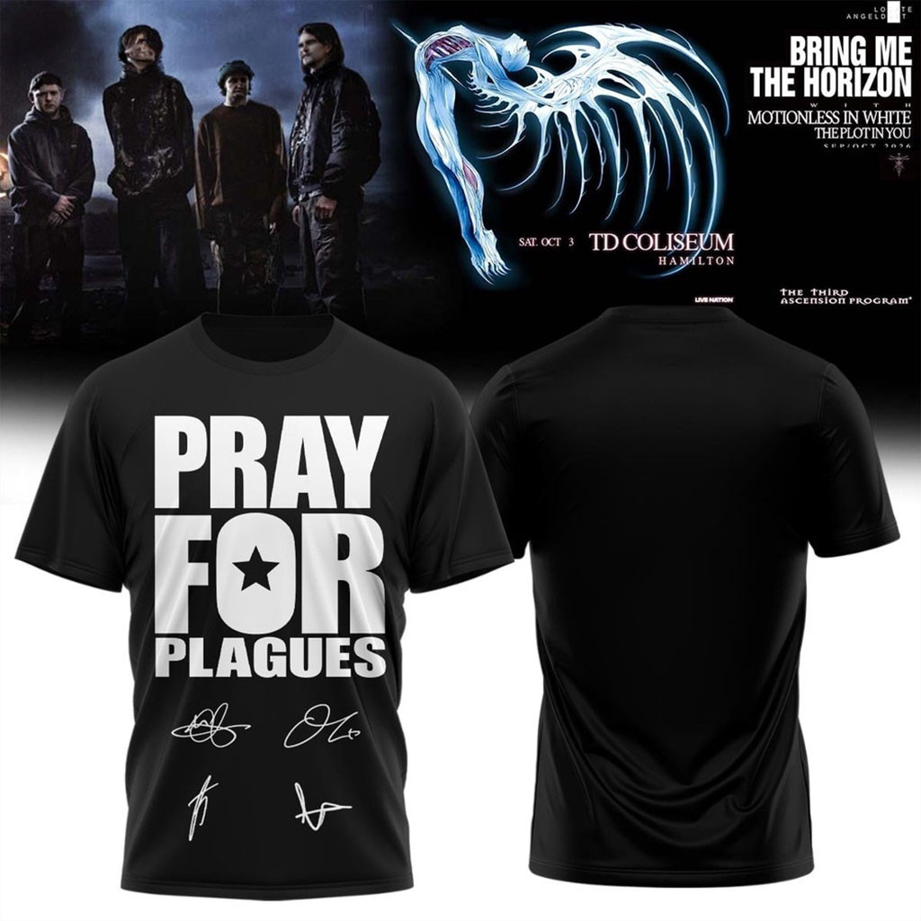 Bring Me The Horizon Music Signature 2026 T-Shirt Pray For Plagues Shirt BMTH Merch Black