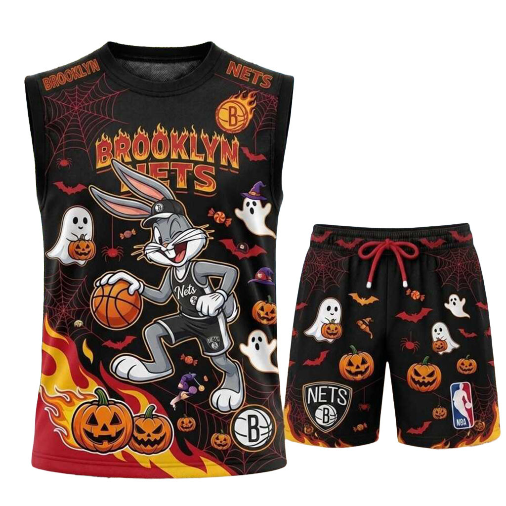 Brooklyn Nets Bunny Halloween Tank Top And Shorts Set Brooklyn Nets Merch Present For fans Brooklyn Nets Bunny Halloween Tank Top And Shorts Set Brooklyn Nets Merch Present For fans