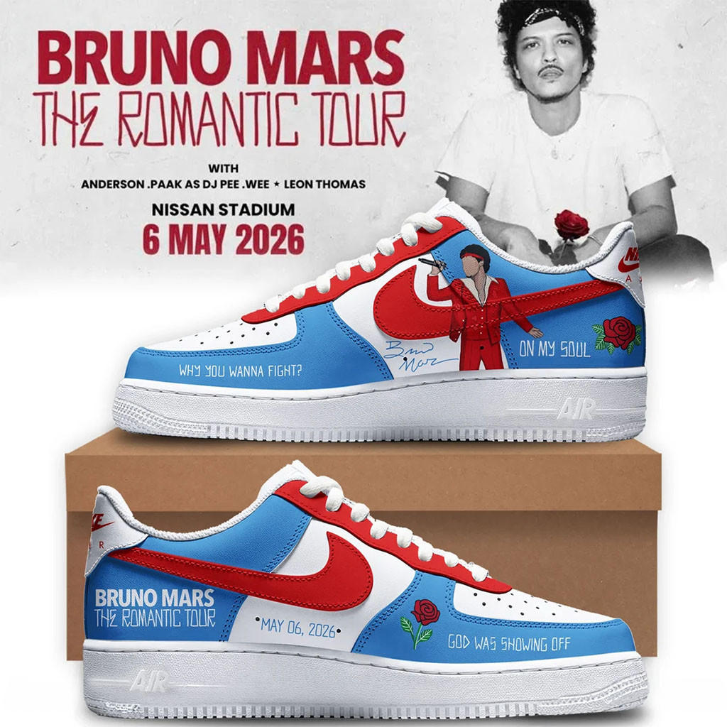 Bruno Mars Merch The Romantic Tour 2026 Sneakers God Was Showing Off Shoes Gifts For Music Fans