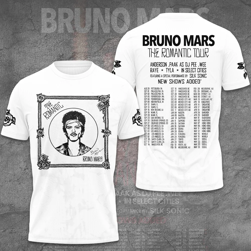 Bruno Mars The Romantic Tour 2026 2027 T-Shirt Bruno Mars Merch Gifts For Concert Lovers