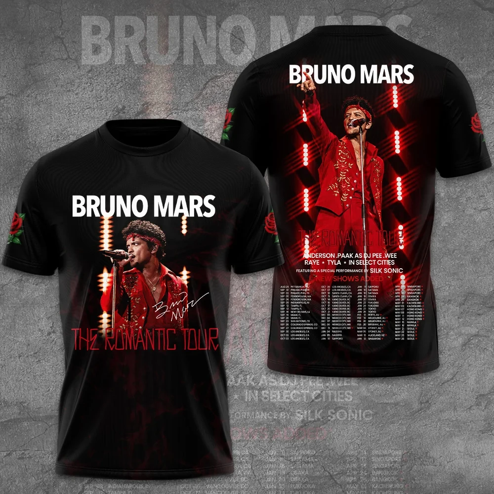 Bruno Mars The Romantic Tour 2026 2027 T-Shirt Bruno Mars Merch Music Gift Ideas