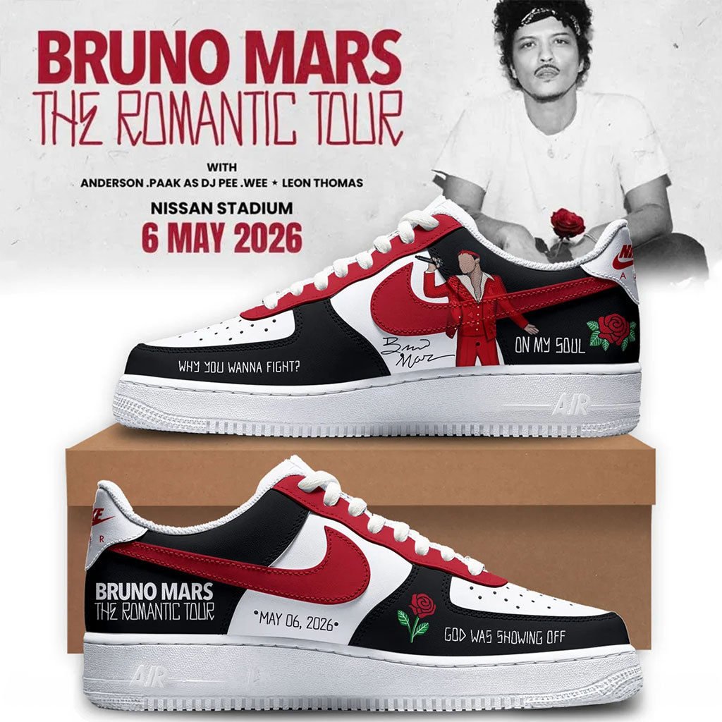 Bruno Mars The Romantic Tour 2026 Sneakers God Was Showing Off Shoes Bruno Mars Merch Bruno Mars The Romantic Tour 2026 Sneakers God Was Showing Off Shoes Bruno Mars Merch