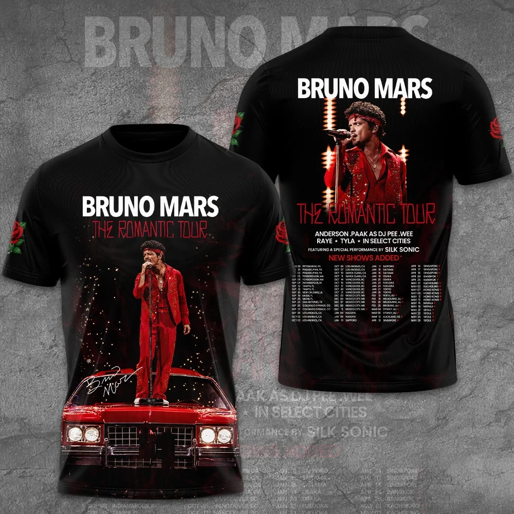Bruno Mars The Romantic Tour 2026 T-Shirt Bruno Mars Merch Music Related Gifts