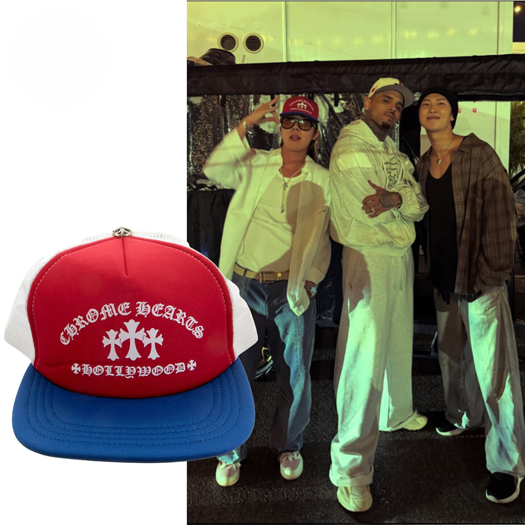 BTS J-HOPE Chrome Hearts Hollywood Trucker Hat BTS RM And J-Hope At The Chris Brown Concert