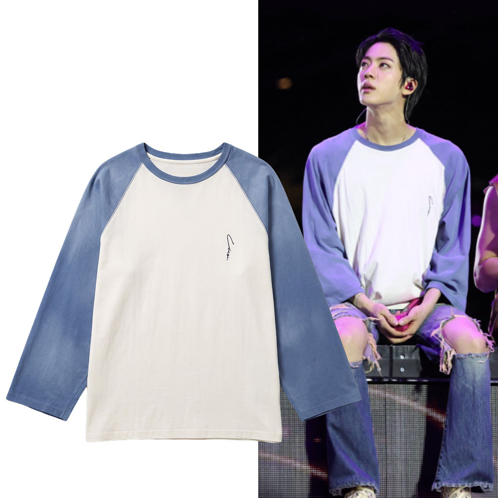 BTS JIN Raglan Long Sleeve Shirt SEOKJIN BTS World Tour Arirang Chicago 2 Merch Kpop Fan Merch