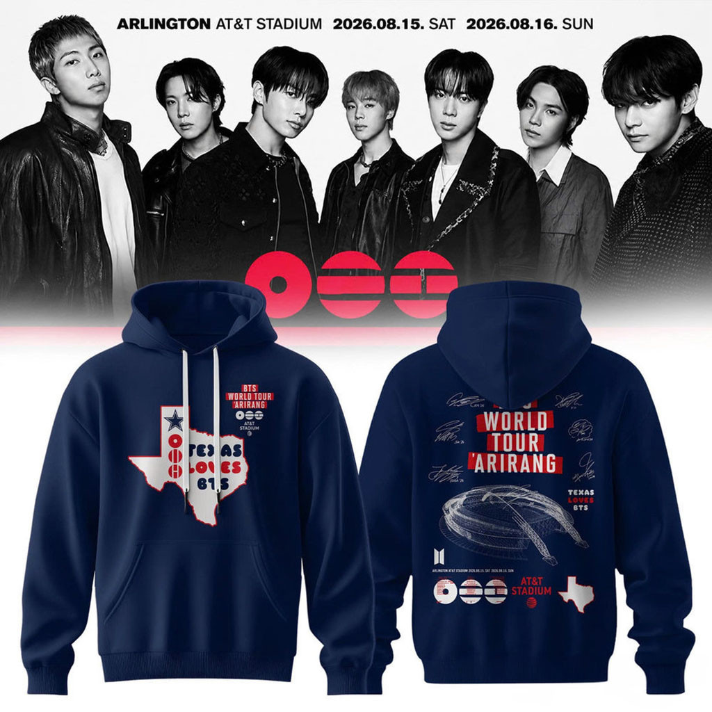 BTS Merch 2026 BTS Arlington Tour Arirang Texas Loves BTS At AT&T Stadium Hoodie Army Gifts
