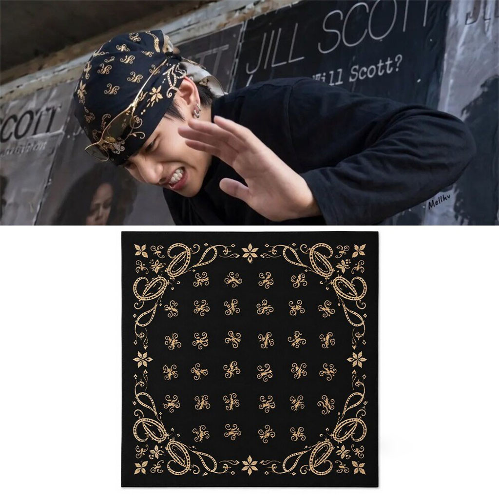 BTS Taehyung V Black Gold Paisley Bandana 2026 BTS Arirang Tour Merch Gift For Kpop Fans BTS Taehyung V Black Gold Paisley Bandana 2026 BTS Arirang Tour Merch Gift For Kpop Fans