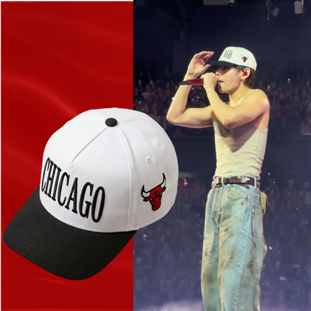 BTS V Chicago Bulls Hat Embroidered BTS World Tour Arirang In Chicago Merch Gift For Fans BTS V Chicago Bulls Hat Embroidered BTS World Tour Arirang In Chicago Merch Gift For Fans