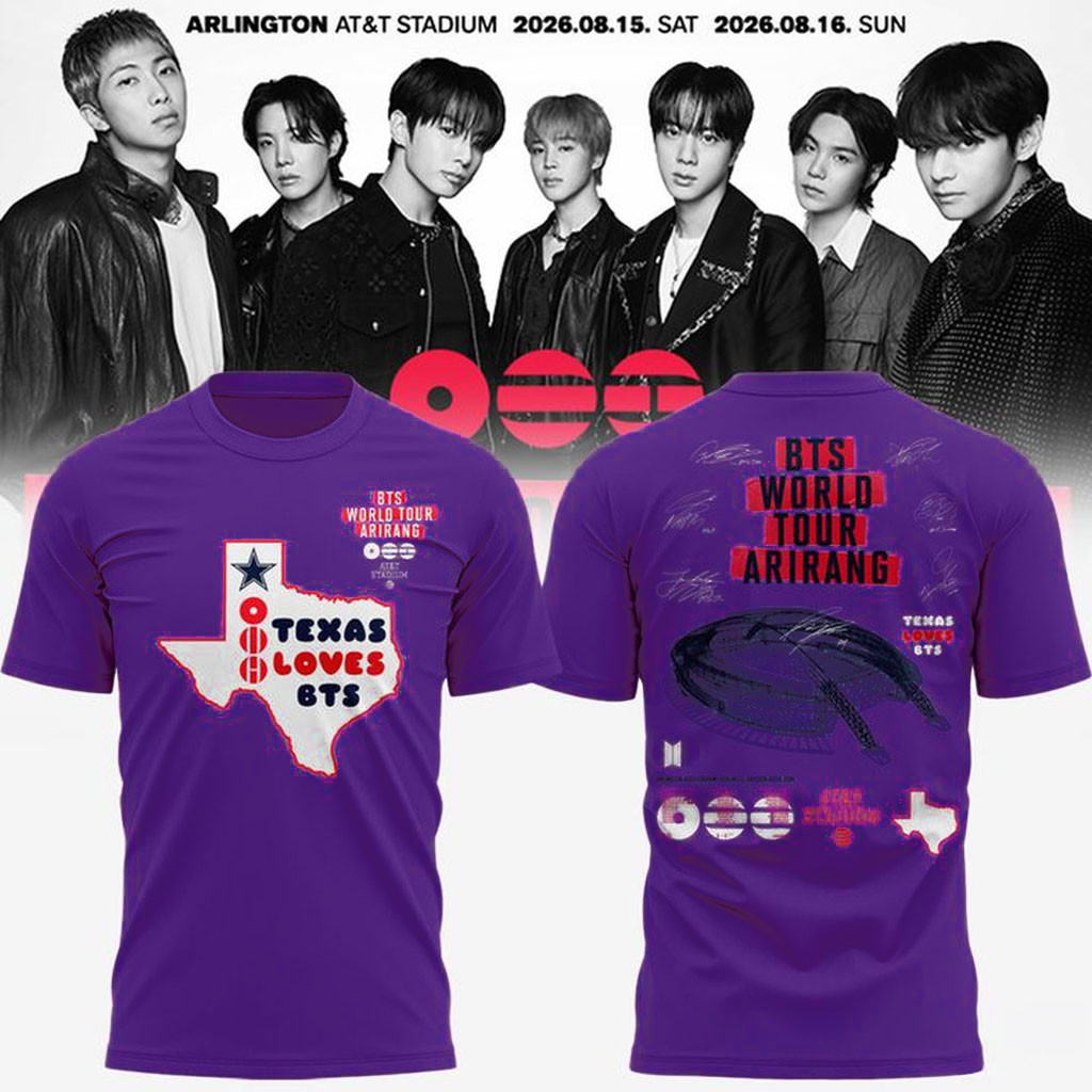 BTS World Tour Arirang Texas Loves BTS AT&T Stadium T-Shir BTS Merch Gift For Army BTS World Tour Arirang Texas Loves BTS AT&T Stadium T-Shir BTS Merch Gift For Army