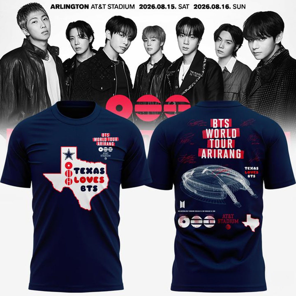 BTS World Tour Arirang Texas Loves BTS AT&T Stadium T-Shirt BTS Merch 2026 KPop Fan Gifts