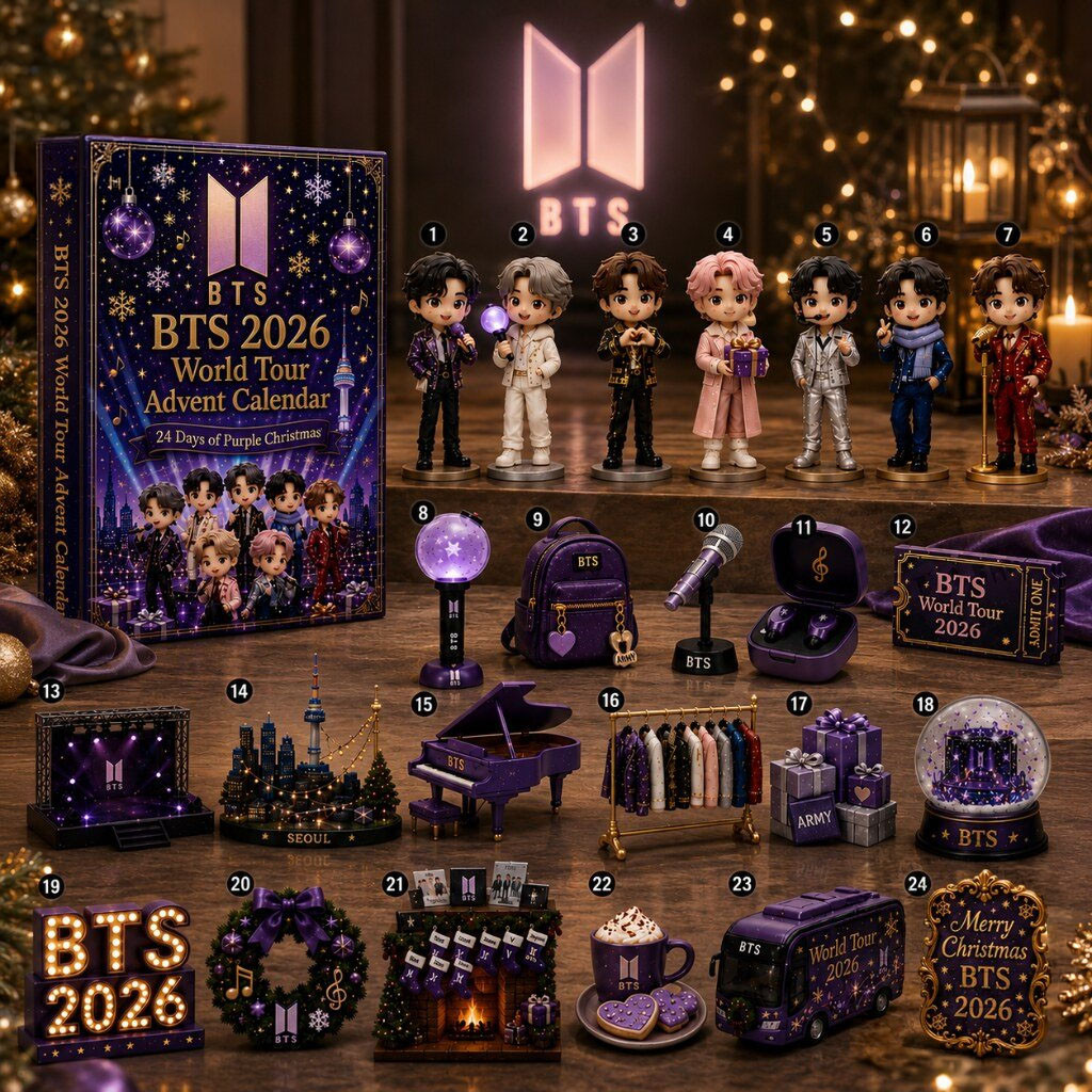 BTS World Tour Purple Christmas Kpop Music Advent Calendar BTS Merch Arirang 2026 Fan Gifts