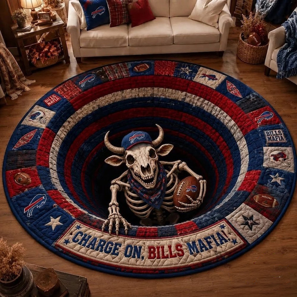 Buffalo Bills Merch 2026 Charge On Bills Mafia Quilted Round Mat Halloween Living Room Decor Buffalo Bills Merch 2026 Charge On Bills Mafia Quilted Round Mat Halloween Living Room Decor