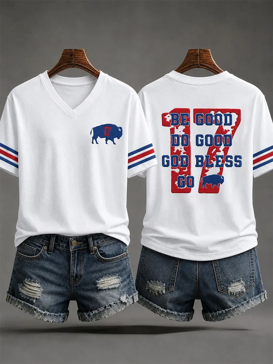 Buffalo Bills Merch Be Good Do Good God Bless Go Buffalo V-Neck Shirt Bills Game Day Apparel