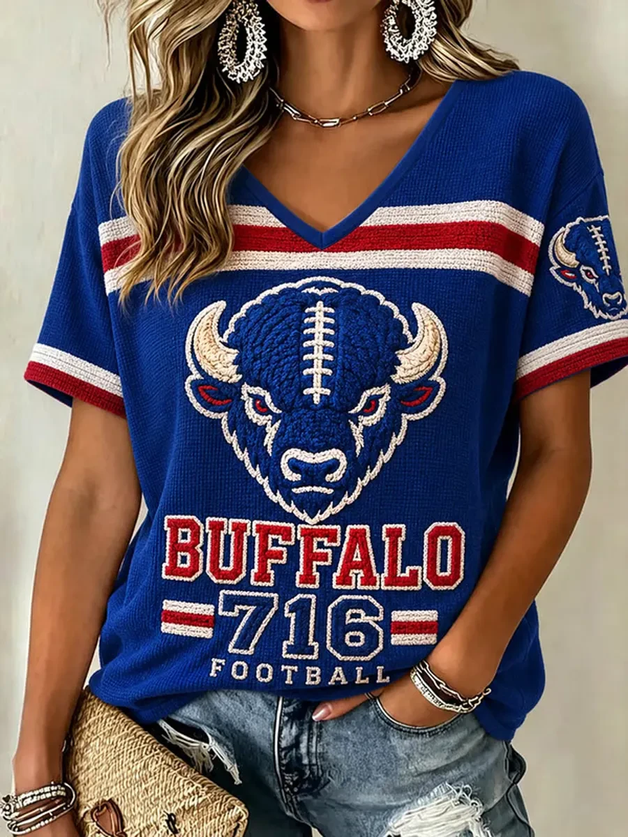 Buffalo Bills Merch Buffalo 716 Football V-Neck Shirt Game Day Attire Gift For Football Lover