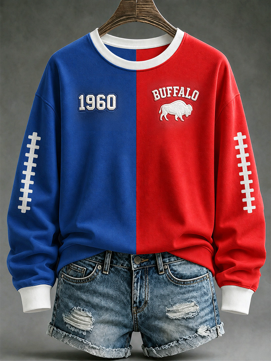Buffalo Bills Merch Buffalo Football 1960 Split Sweatshirt Bills Tailgate Outfit Gifts For Fans