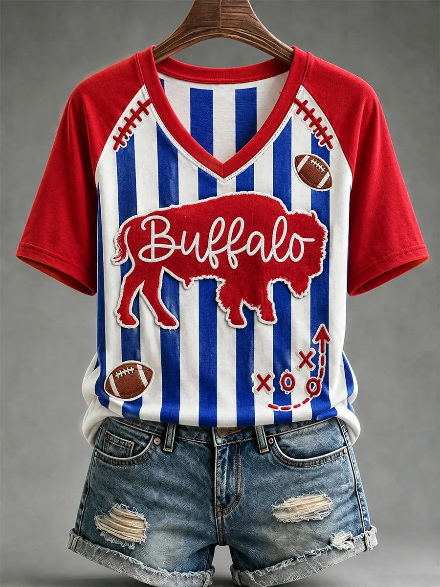 Buffalo Bills Merch Buffalo Football V-Neck Shirt Game Day Gear Gifts For Football Lovers