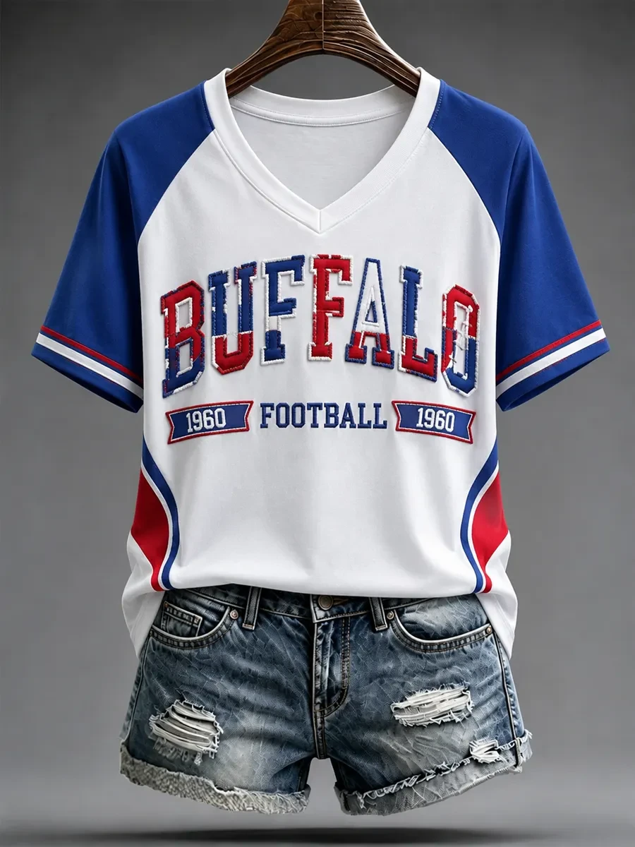 Buffalo Bills Merch Buffalo Football V-Neck Shirt Gameday Football Shirt Gifts For Women