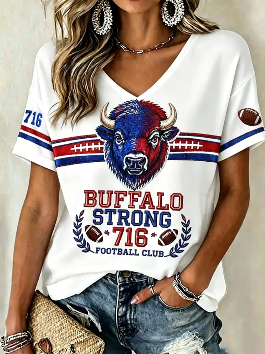 Buffalo Bills Merch Buffalo Strong 716 Football Club V-Neck Shirt Gift For Game Day Buffalo Bills Merch Buffalo Strong 716 Football Club V-Neck Shirt Gift For Game Day