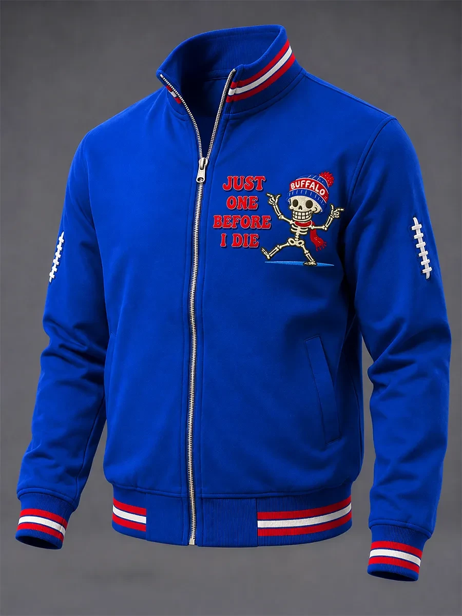 Buffalo Bills Merch Just One Before I Die Skeleton Jacket Game Day Clothing For Football Lovers
