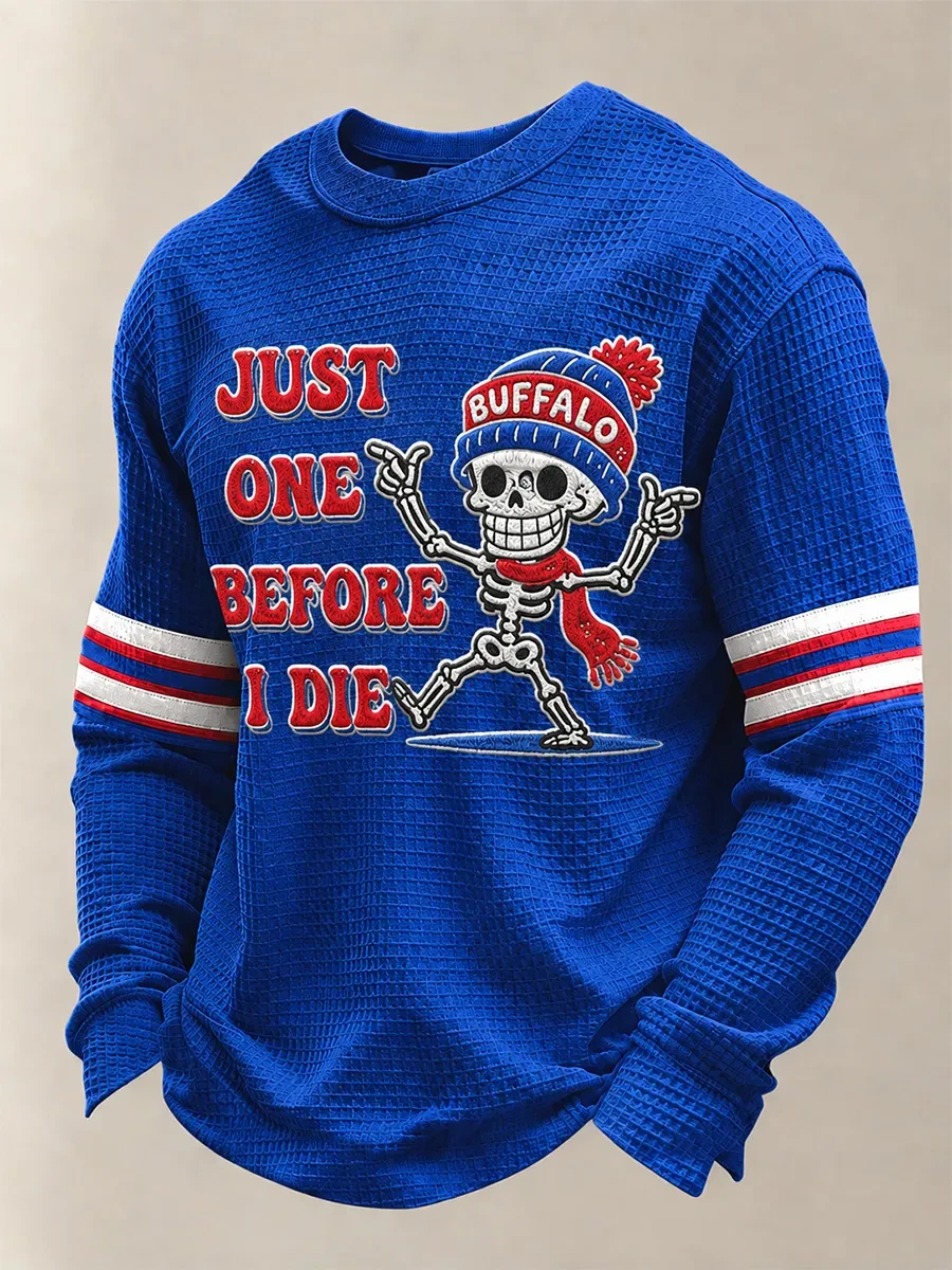 Buffalo Bills Merch Just One Before I Die Skeleton Long Sleeve Shirt Football Gift For Game Day