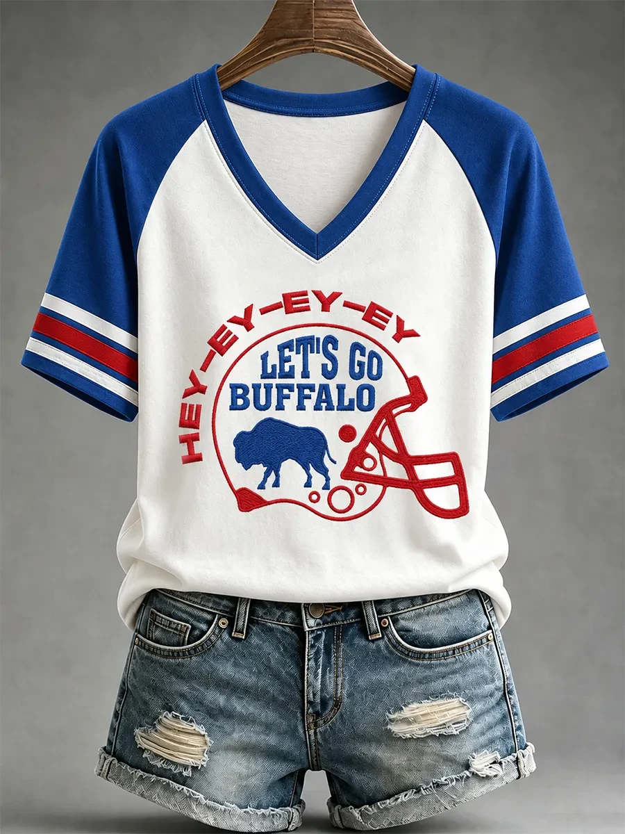 Buffalo Bills Merch Let's Go Buffa V-Neck Shirt Bills Mafia Game Day Apparel Football Fan Gear