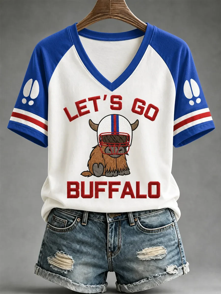 Buffalo Bills Merch Let's Go Buffa V-Neck Shirt Game Day Apparel Gift For Football Lovers