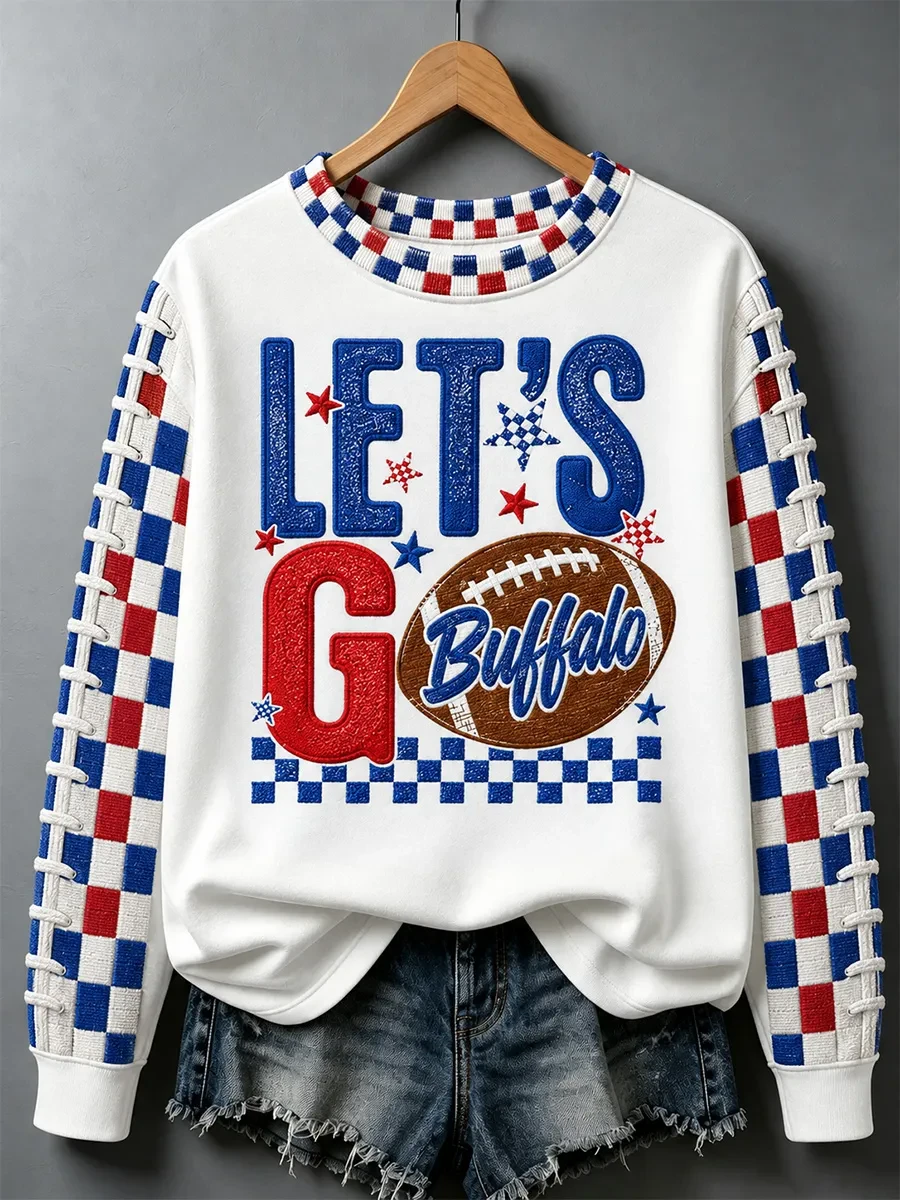 Buffalo Bills Merch Let's Go Buffalo Sweatshirt Game Day Football Outfits Gift For Her Buffalo Bills Merch Let's Go Buffalo Sweatshirt Game Day Football Outfits Gift For Her
