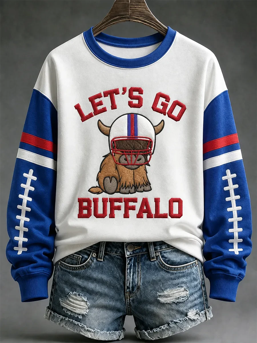 Buffalo Bills Merch Let's Go Buffalo Sweatshirt Game Day Sports Wear Football Fan Gear