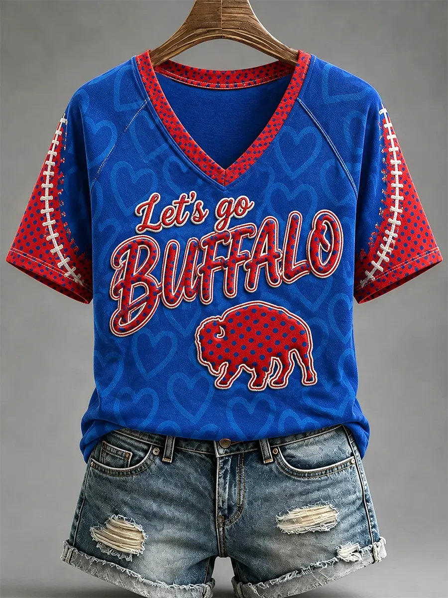 Buffalo Bills Merch Let's Go Buffalo V-Neck Shirt Game Day Gifts For Football Lovers