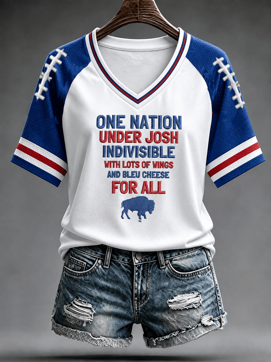 Buffalo Bills Merch One Nation Under Josh V-Neck Shirt Game Day Attire Gift For Football Fans