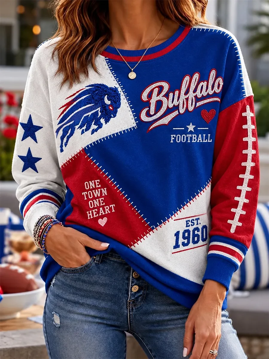 Buffalo Bills Merch One Town One Heart Sweatshirt Buffalo Football Game Day Apparel Women's