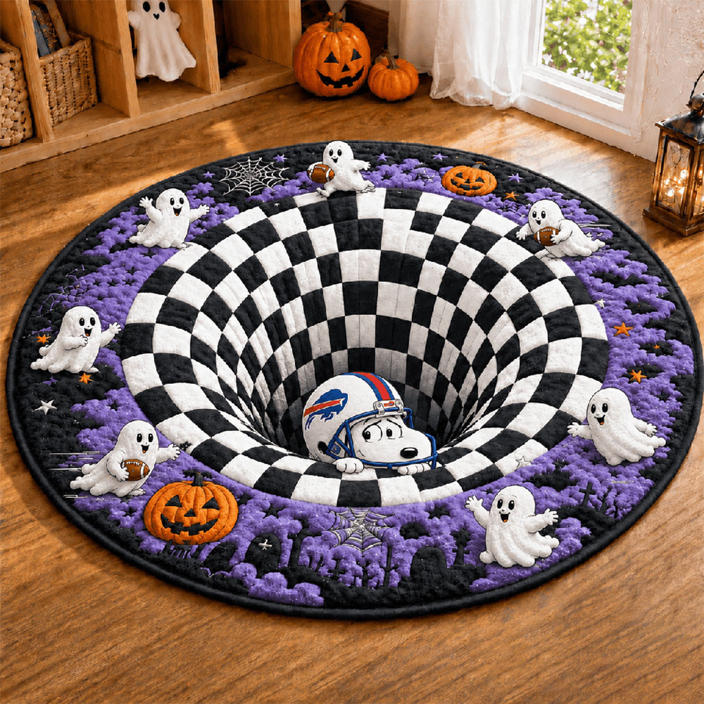 Buffalo Bills X Snoopy Merch 2026 Halloween Quilted Round Mat Gift For Football Lovers Buffalo Bills X Snoopy Merch 2026 Halloween Quilted Round Mat Gift For Football Lovers