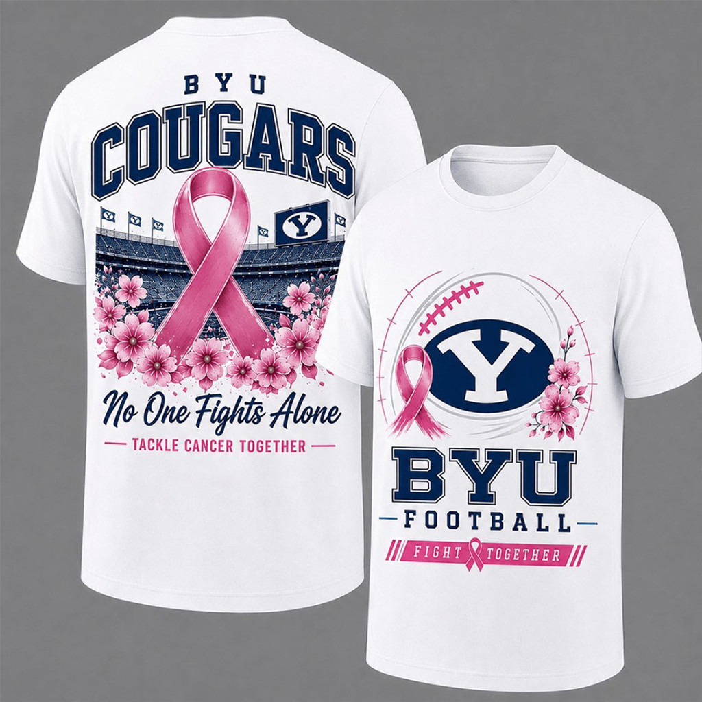 BYU Cougars Breast Cancer Awareness T-Shirt Tackle Cancer Together Shirt BYU Football Merch BYU Cougars Breast Cancer Awareness T-Shirt Tackle Cancer Together Shirt BYU Football Merch