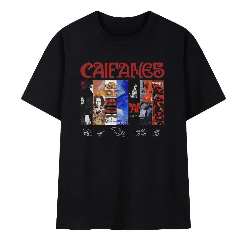 Caifanes Album Collages Signatures Rock en Espanol Graphic T-Shirt Caifanes Merch Rock Fan Gift