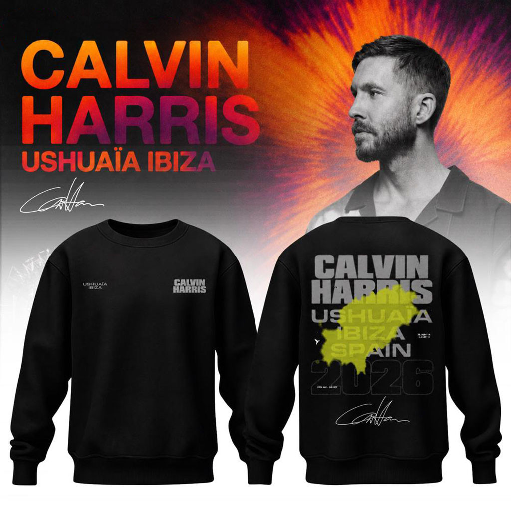 Calvin Harris Ushuaia Ibiza 2026 Signature Black Sweatshirt Calvin Harris Merch Music Fan Gear Calvin Harris Ushuaia Ibiza 2026 Signature Black Sweatshirt Calvin Harris Merch Music Fan Gear